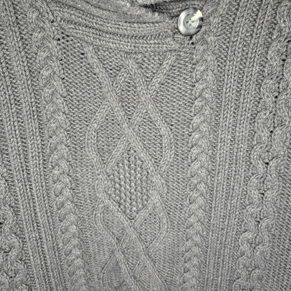 Eddie Bauer Shawl Collar Cable Knit Sweater Women's Small Gray Preppy Heritage - Picture 4 of 13